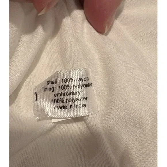 Lane Bryant Womens Shirt Boho Top Sz 18 White with Trim 3/4 Sleeve - Picture 7 of 7